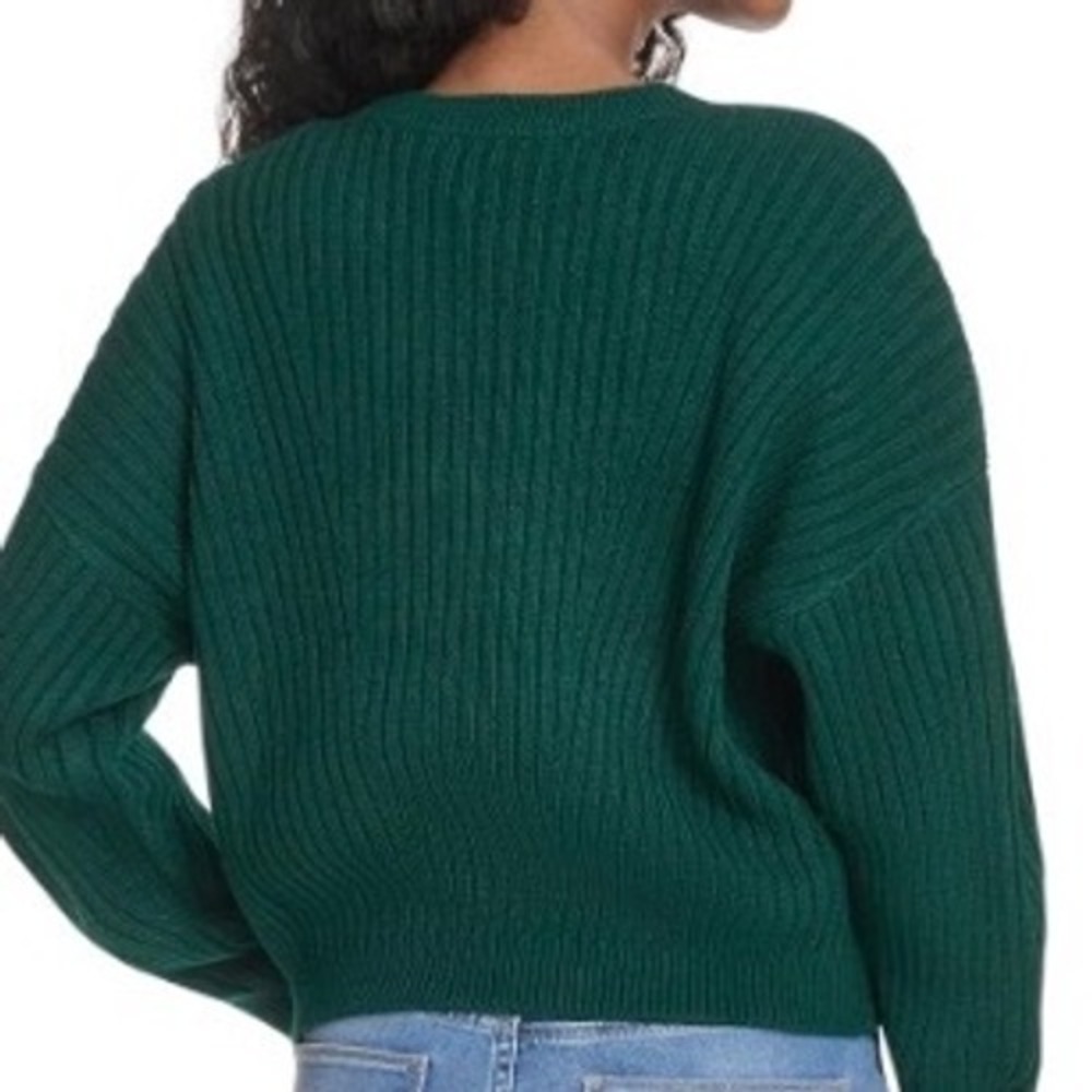 Tommy Hilfiger Green Cable Knit Crewneck Sweater chunky Cozy Preppy cute large - Picture 3 of 10